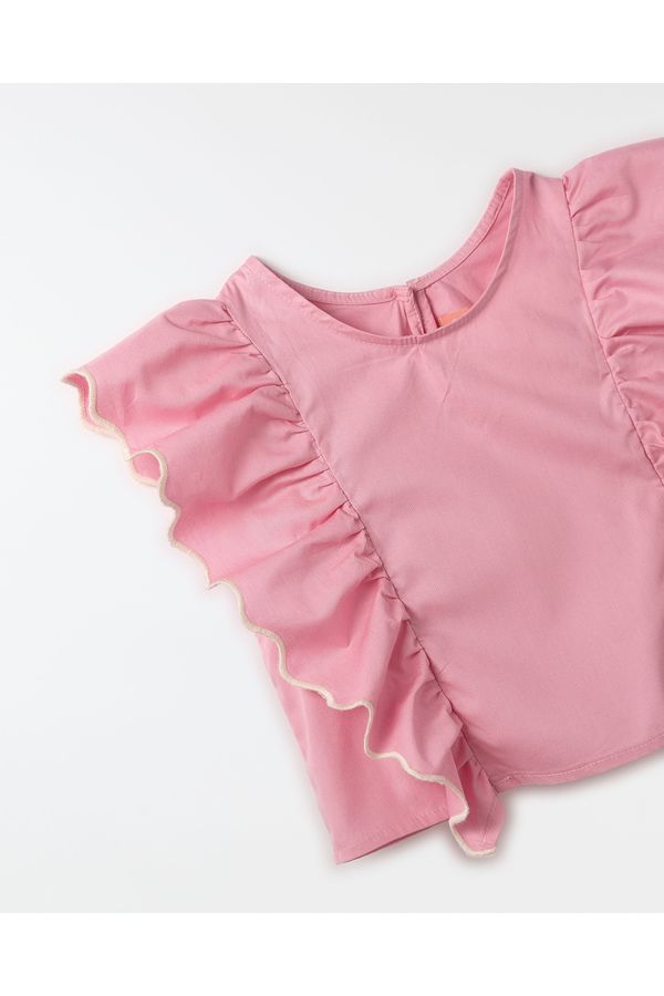 Blusa Bordado Babados Rosa
