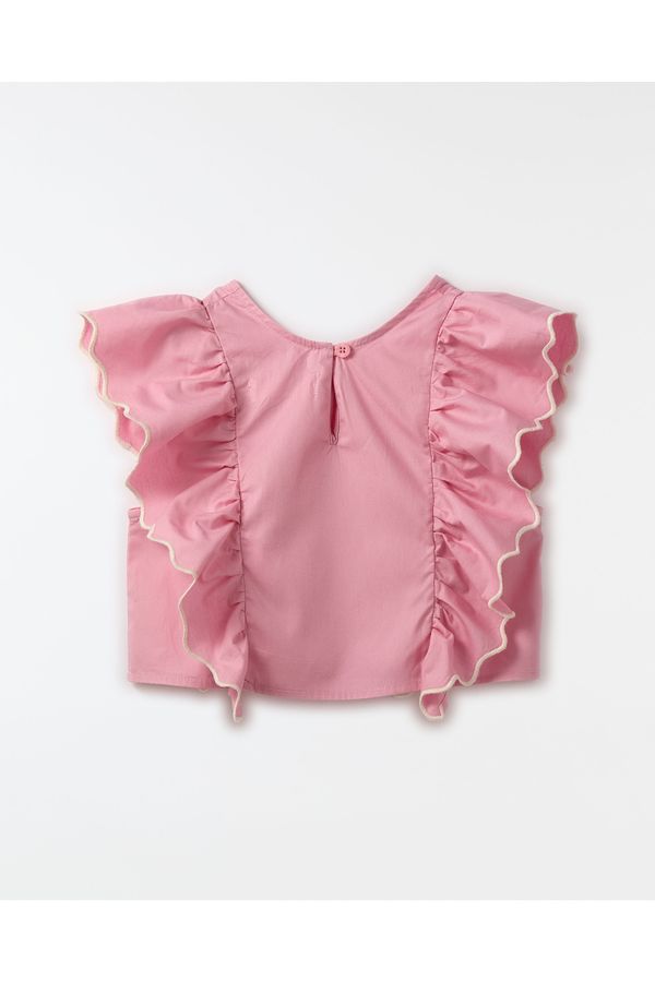 Blusa Bordado Babados Rosa