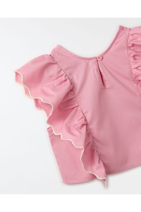 Blusa Bordado Babados Rosa